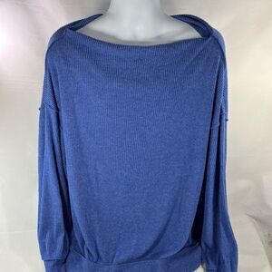 Free People We The Free Main Squeeze Hacci Top Blue Large Oversized